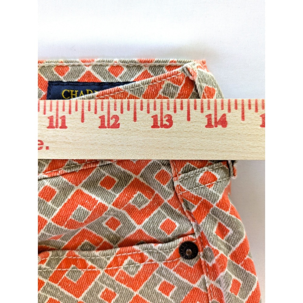 Lucky Brand Charlie Capri Orange Geometric Diamond Print Slim Crop Jeans 2 26 - Picture 5 of 6